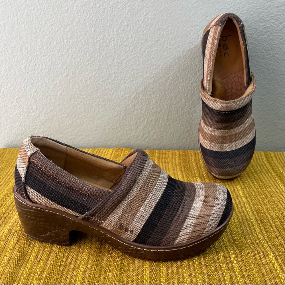 Boc | Brown Striped Nadiyya Canvas Clogs